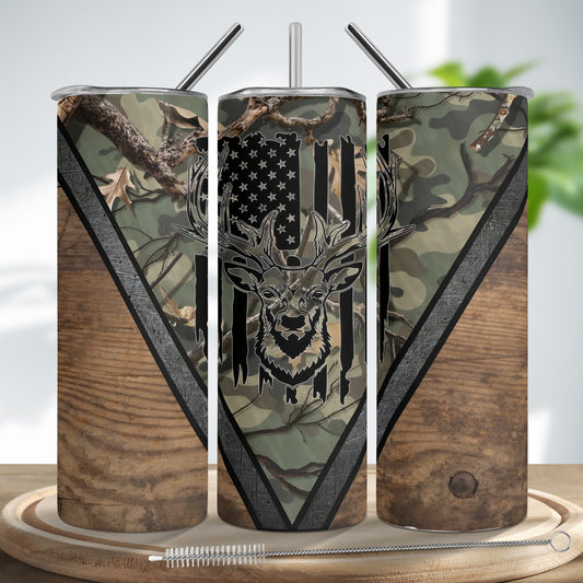 Camo Deer Skinny Tumbler Stainless Steel with Lids 20OZ