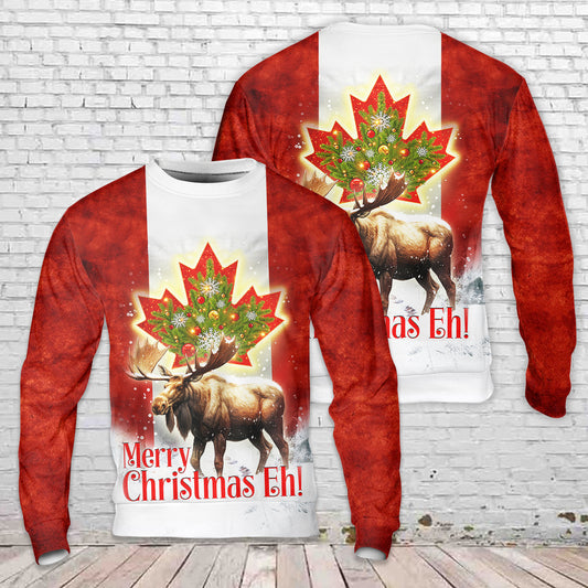 Canada Merry Christmas Eh Canada Moose Christmas Sweater