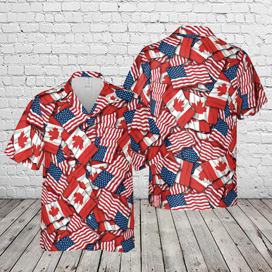 Canadian American Friendship Flag Hawaiian Shirt