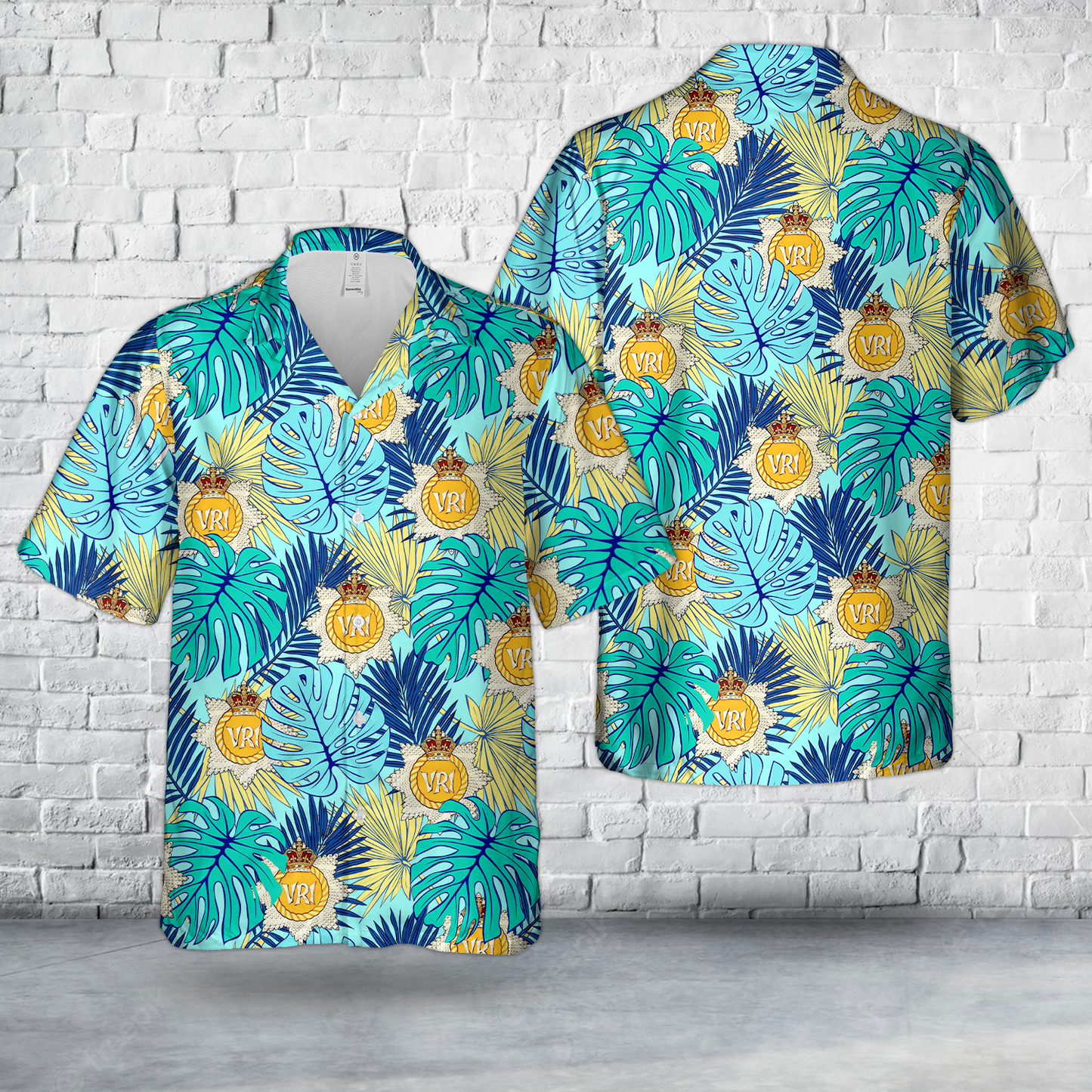 Canadian Army, The Royal Canadian Regiment (The RCR) Blue Background Hawaiian Shirt