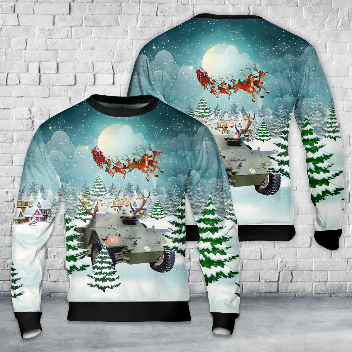 Canadian Army Ferret Scout Car Mk 1, CFR 54-82592 In WW2 AOP Christmas Sweater