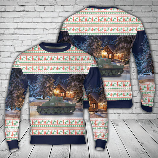 Canadian Army M4A2 Sherman tank Holy Roller Christmas Sweater