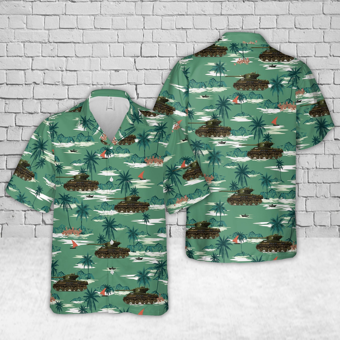 Canadian Army Sherman M4A2(76)W HVSS “Boss” Hawaiian Shirt