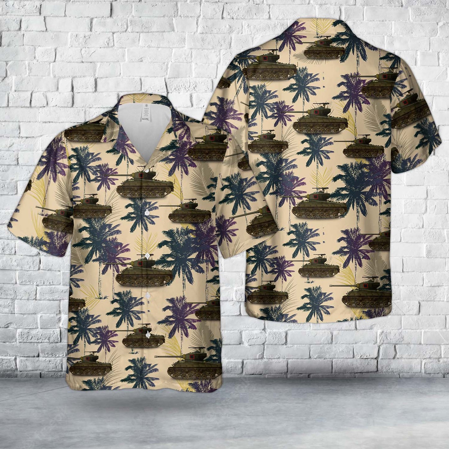 Canadian Army 2nd Armoured Regiment Sherman Tank Hawaiian Shirt