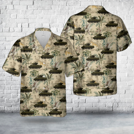 Canadian Army Sherman M4A3 HVSS "Catherine" Tank Hawaiian Shirt