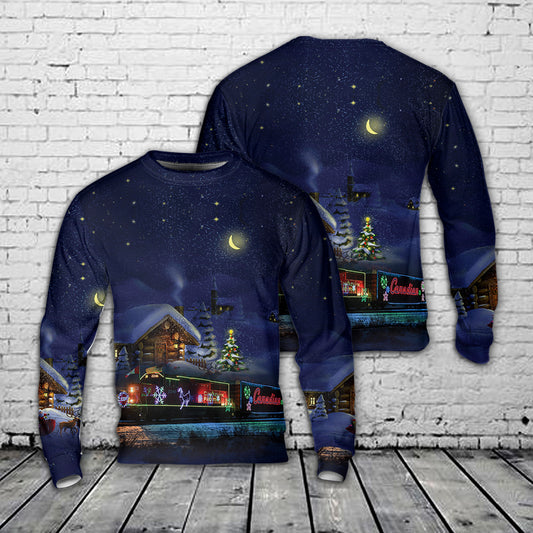 Canadian Pacific Holiday Train AOP Ugly Christmas Sweater