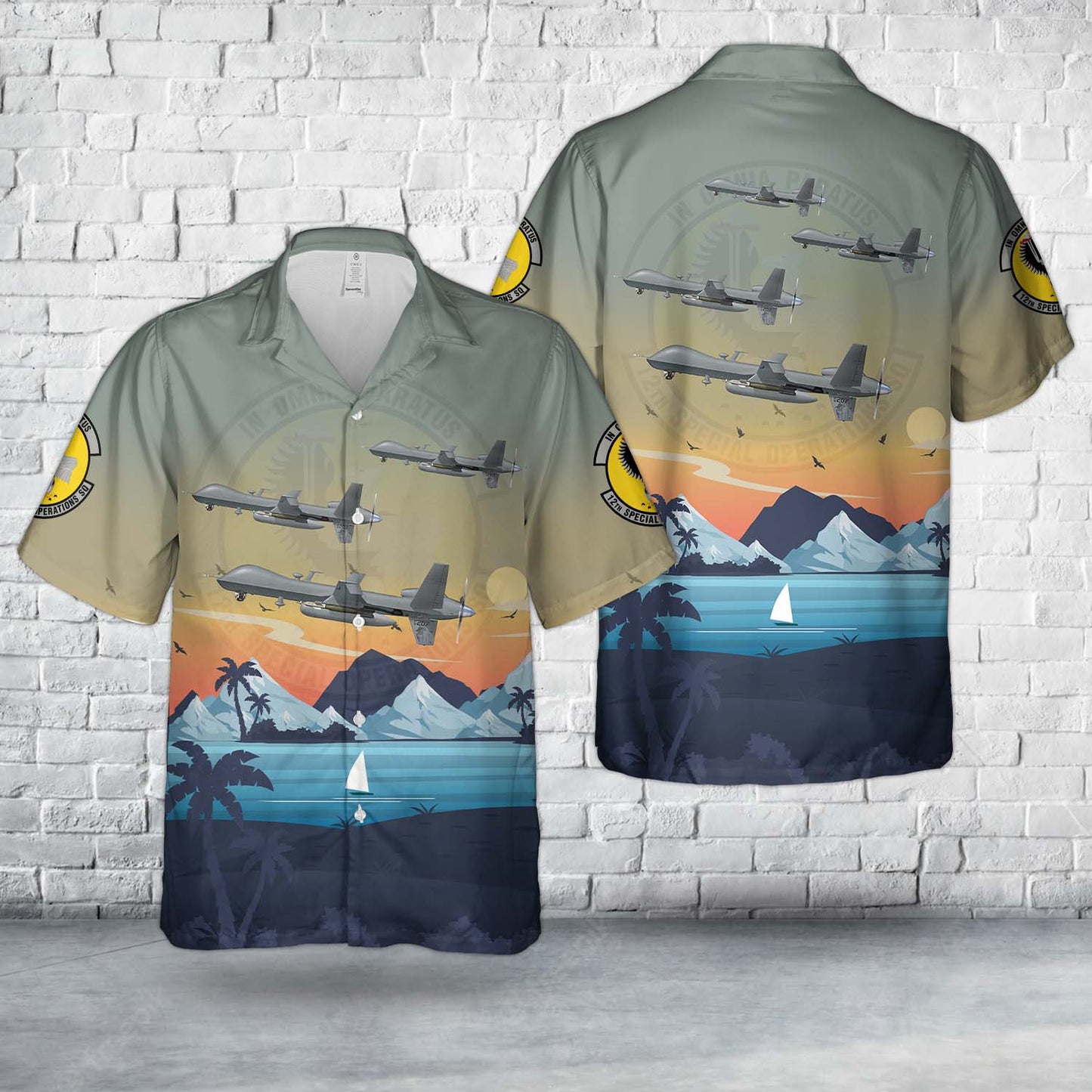 Cannon Air Force Base, New Mexico, US Air Force MQ-9  Reaper  Dirty Dozen, 27th SOW, 12th SOS Hawaiian Shirt