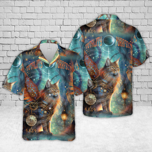 Cat 2024 Total Solar Eclipse Hawaiian Shirt
