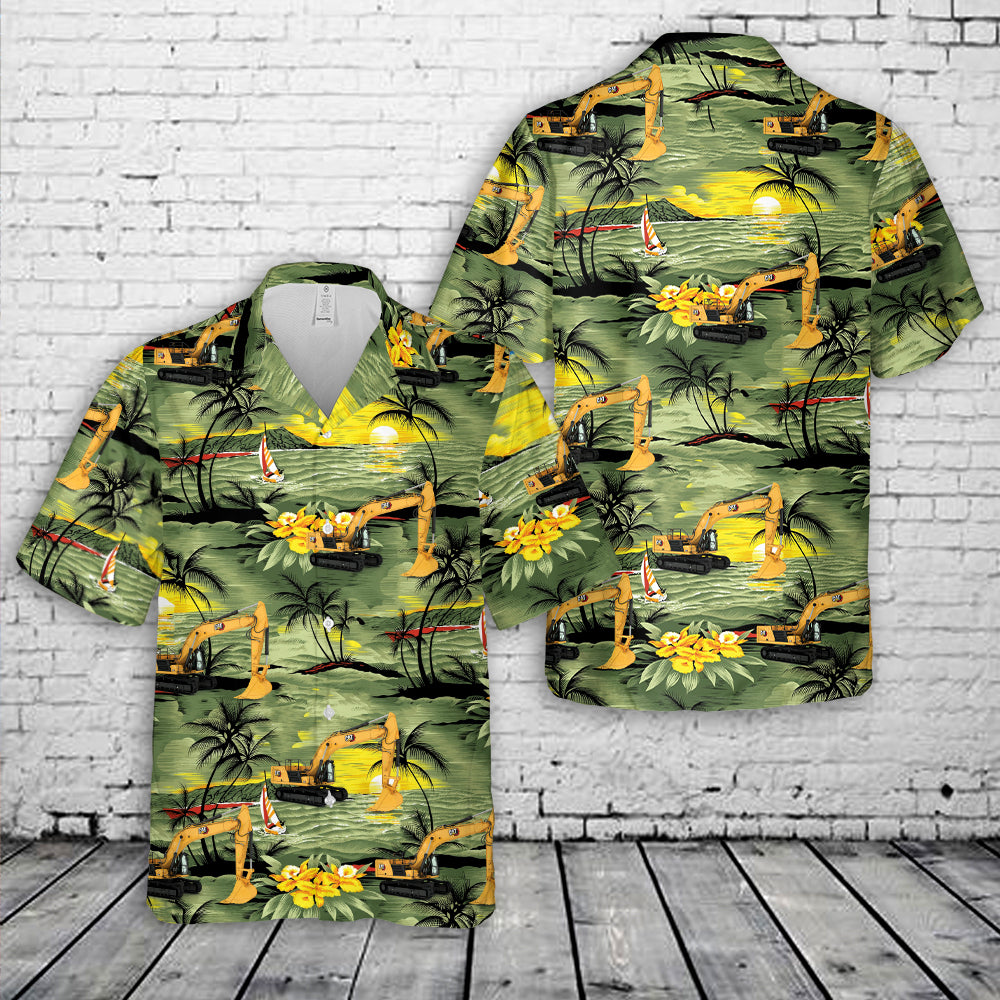 Caterpillar 336 Large Excavator Hawaiian Shirt