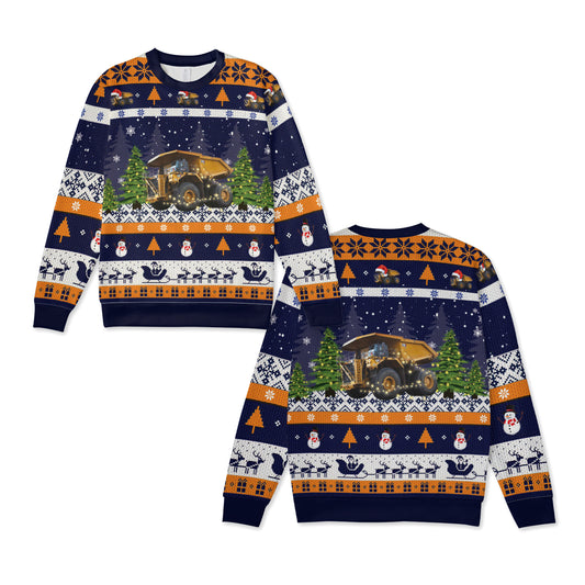 Caterpillar 798 AC Mining Dump Truck Christmas Knitted Sweater