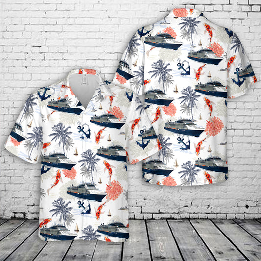 Celebrity Cruises Celebrity Eclipse Blue Color Hawaiian Shirt
