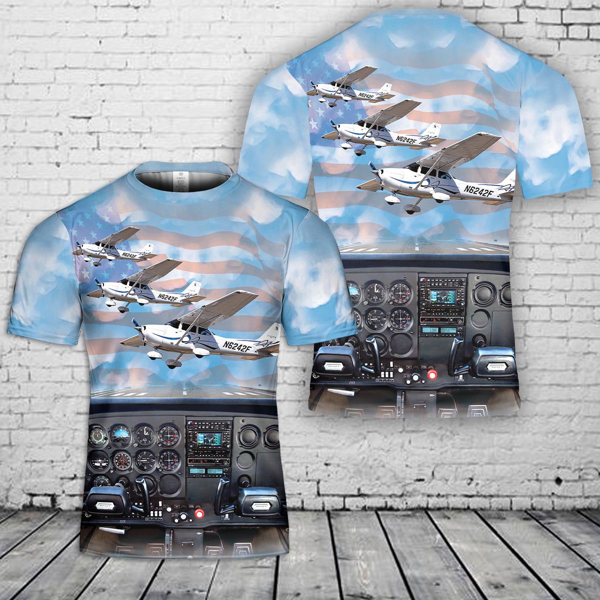 Cessna 172 Cockpit 3D T-Shirt