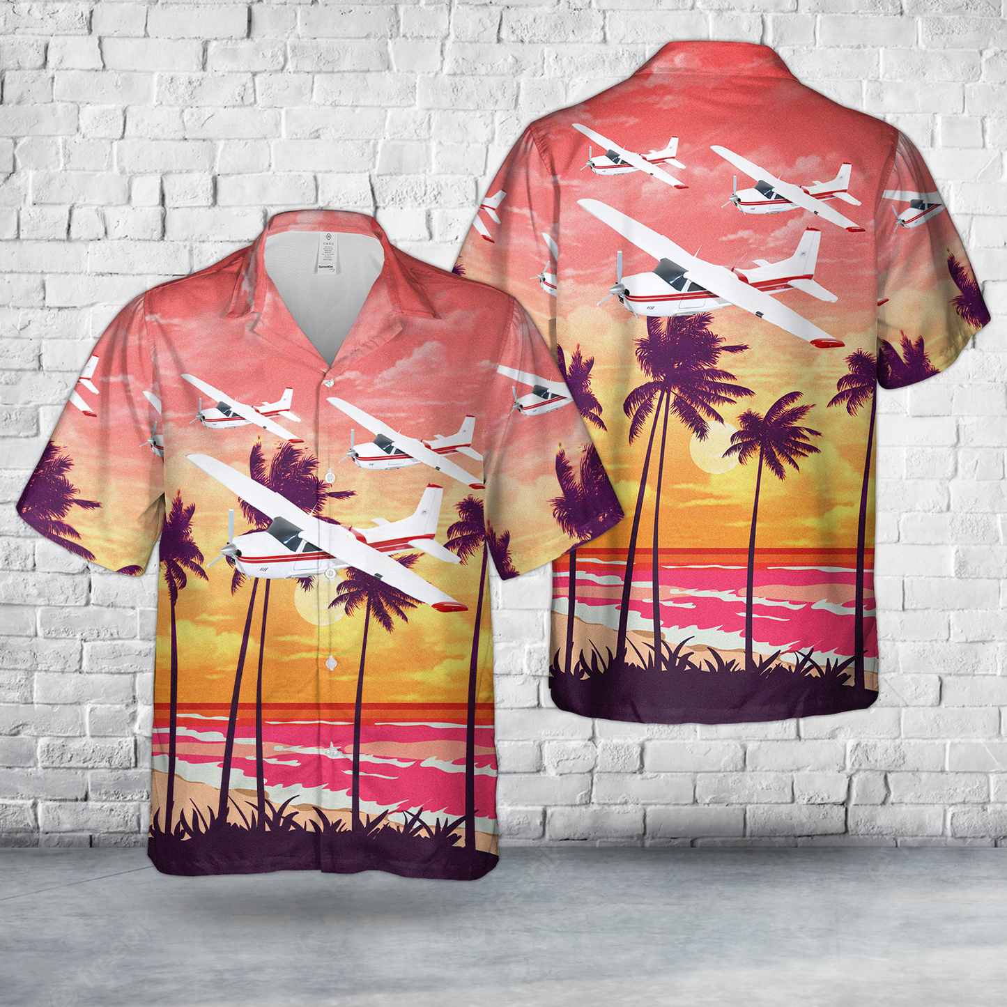 Cessna 185 Skywagon with Floats Hawaiian Shirt