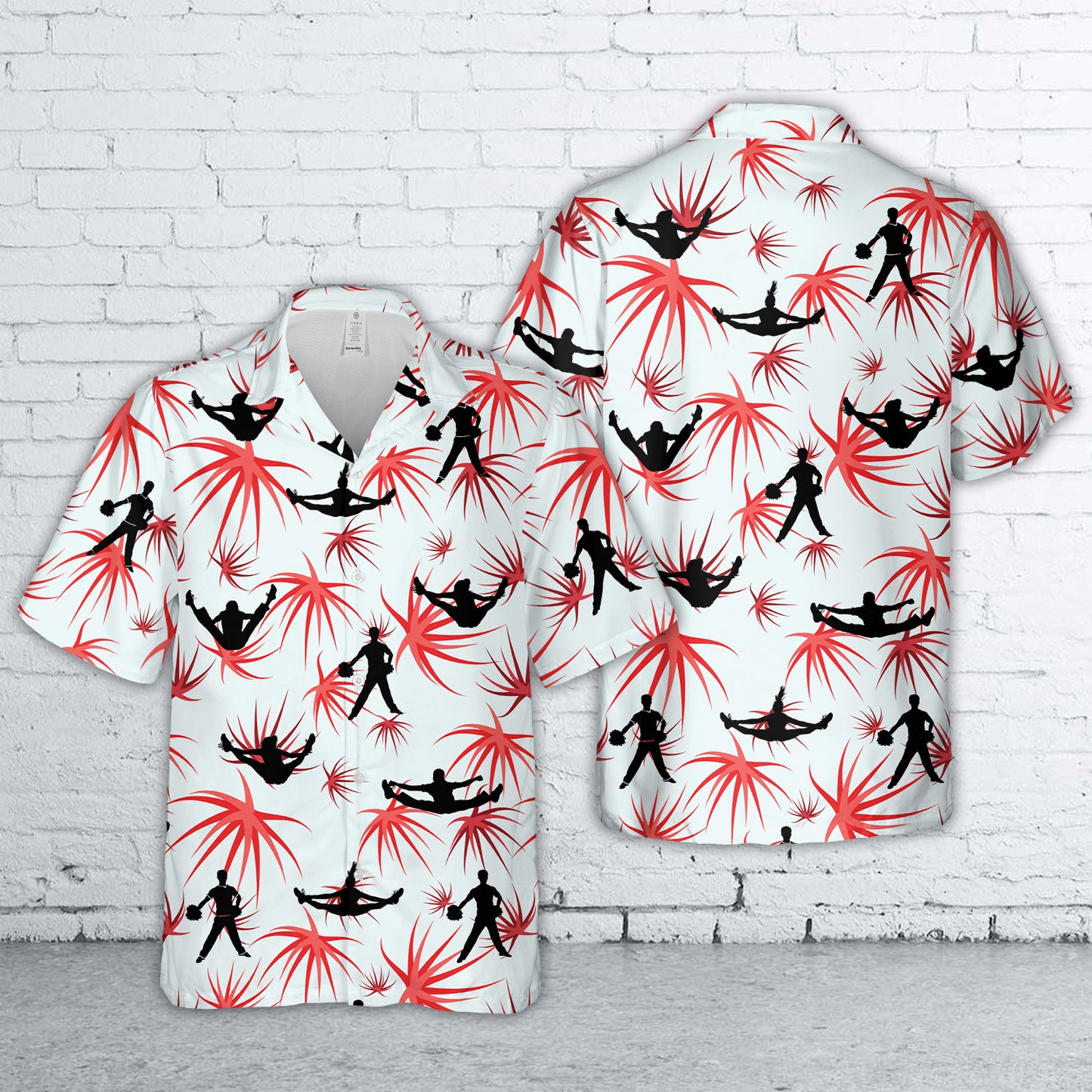 Cheerleader Jump Toe Touch Silhouettes Hawaiian Shirt