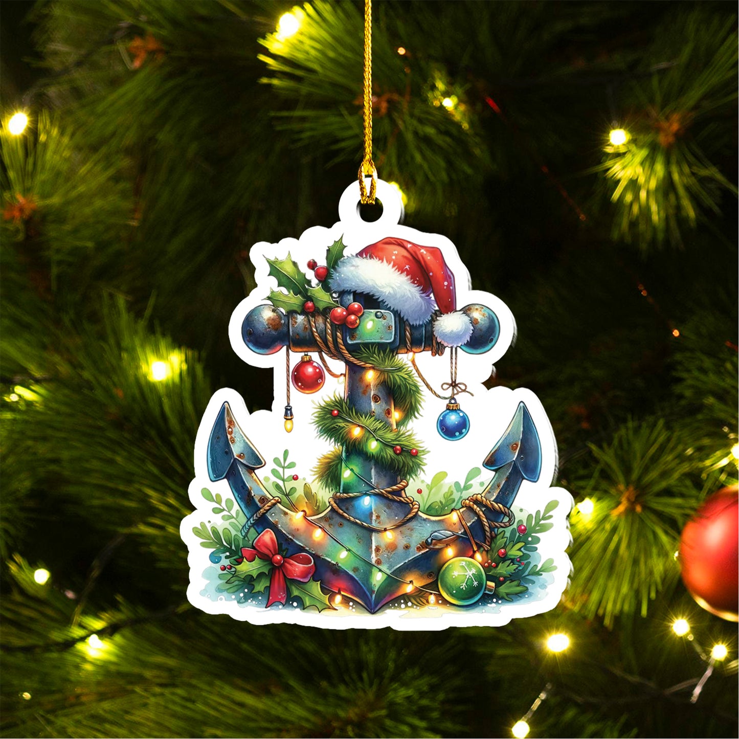 Christmas Anchor Custom shape 2-sided Acrylic Ornament