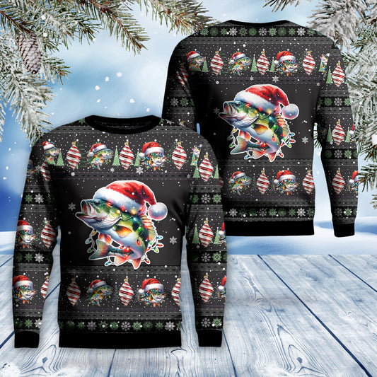 Christmas Bass Fish AOP Ugly Sweater