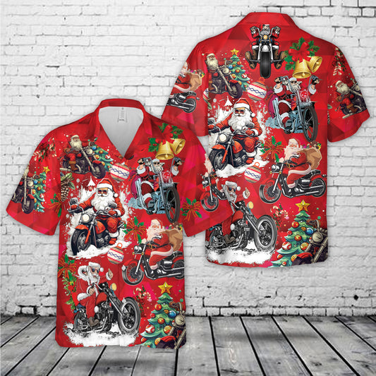 Christmas Biker Santa Claus Hawaiian Shirt