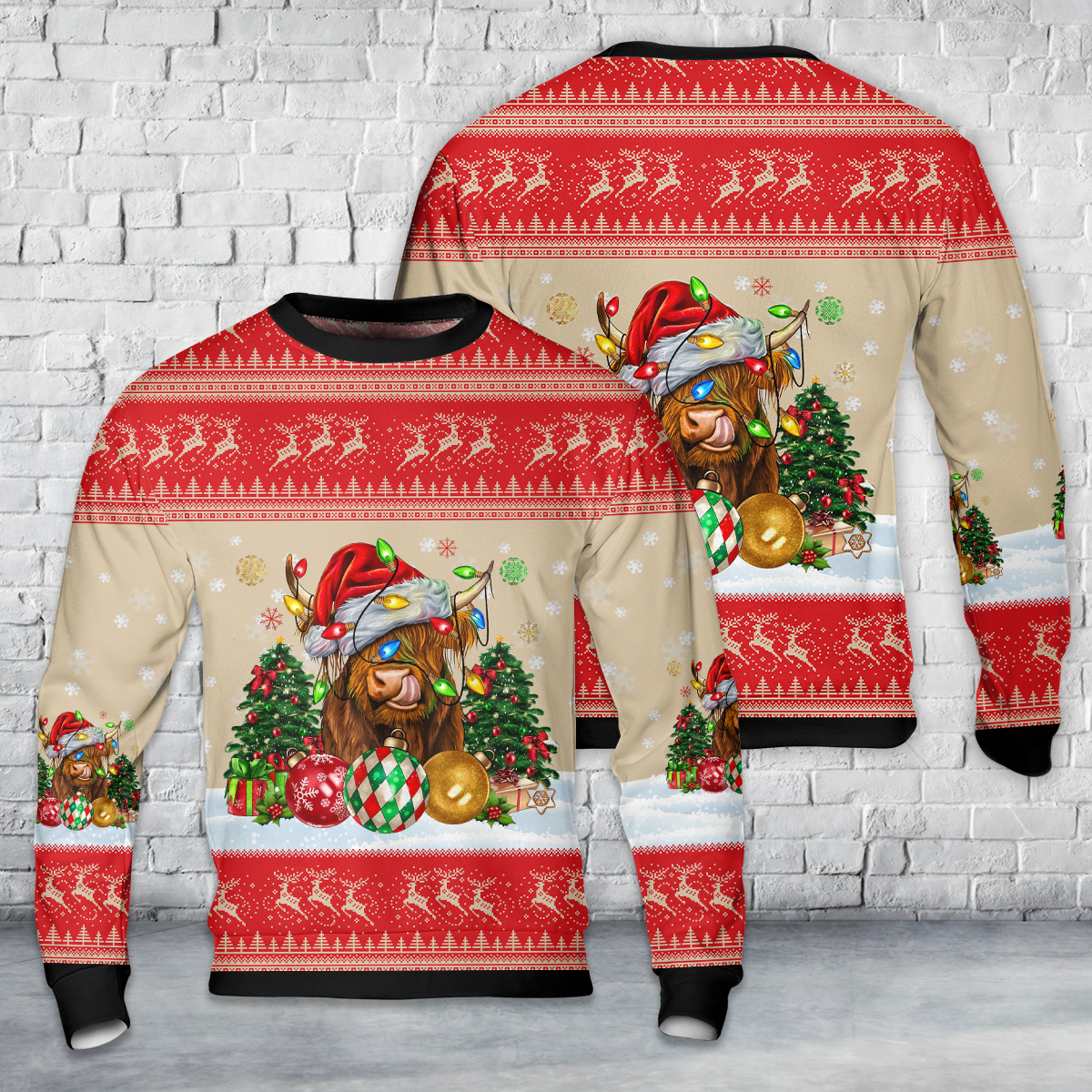 Christmas Cow AOP Christmas Sweater