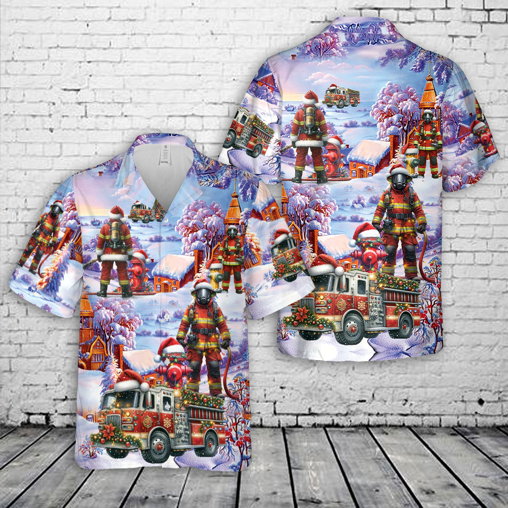 Christmas Fire Fighter Hawaiian Shirt