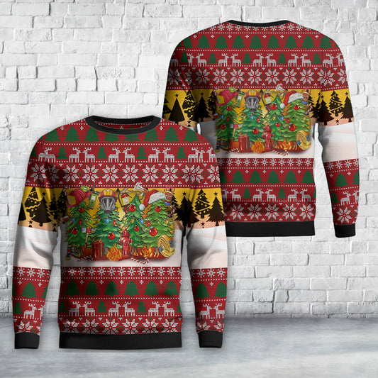 Christmas Firefighter Trees Sweater