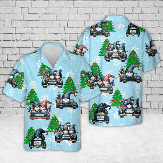 Christmas Gnome and truck Christmas Hawaiian Shirt