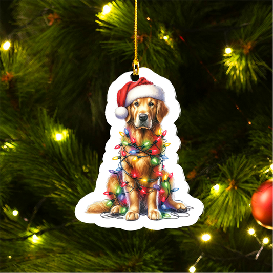Christmas Golden Retriever Dog Custom shape 2-sided Acrylic Ornament