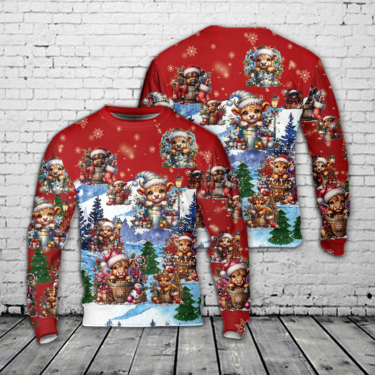 Christmas Highland Cows AOP Christmas Sweater