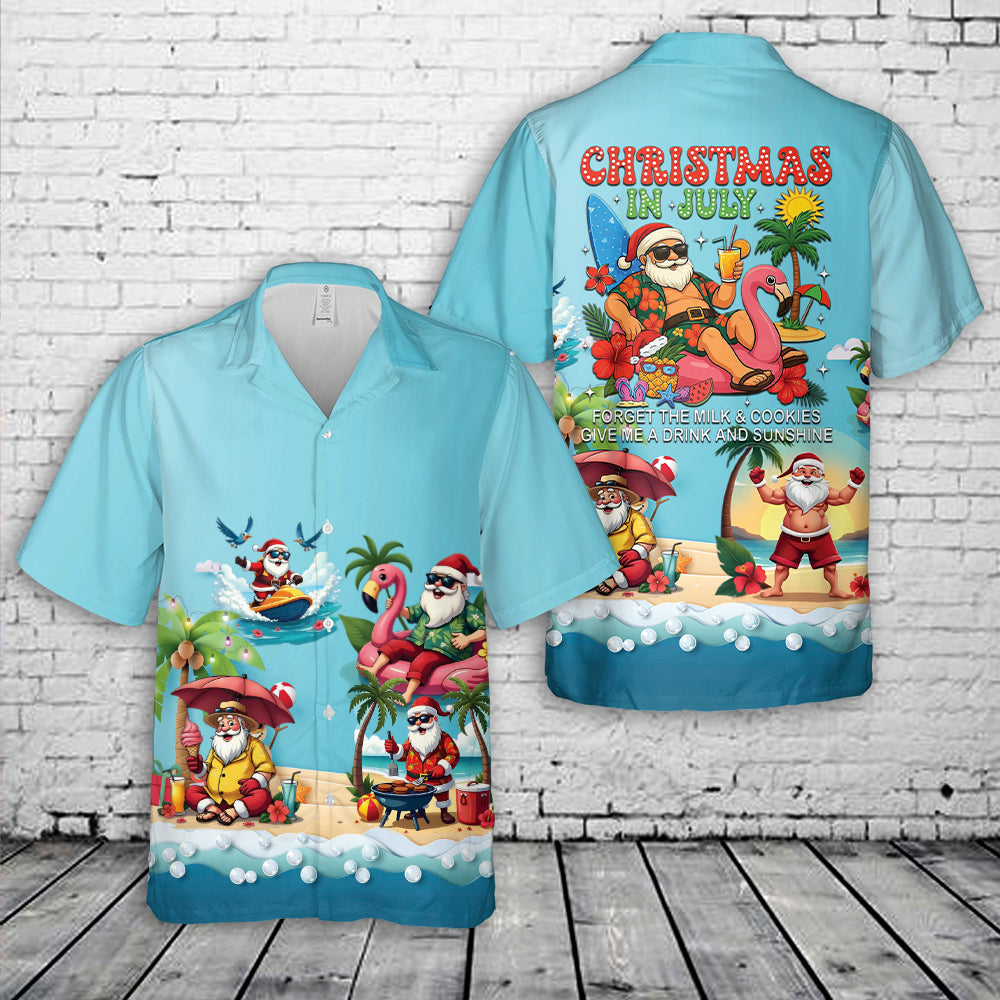 Christmas In July Tropical Santa Hawaiian Shirt