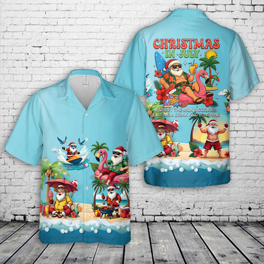 Christmas In July Tropical Santa Hawaiian Shirt