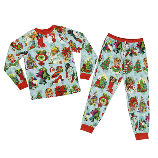 Christmas Pattern Kid Raglan Pajamas Set