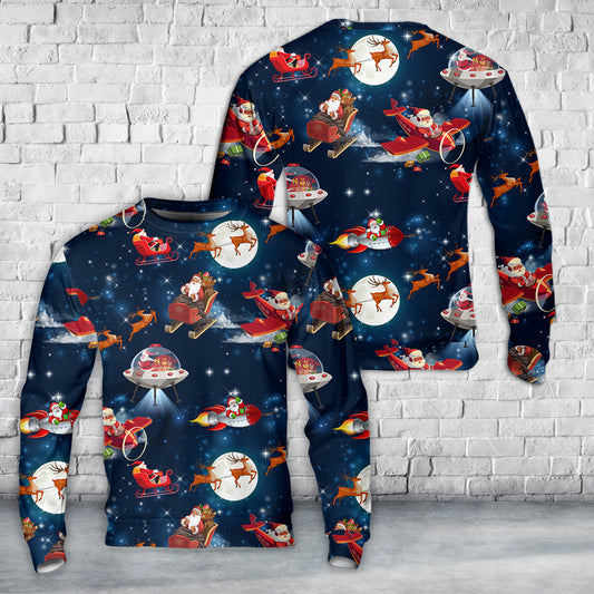 Christmas Space Pattern Noel Santa Sweater