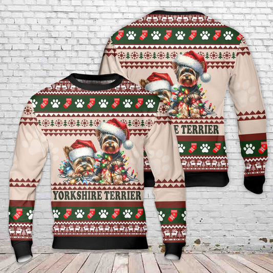 Christmas Yorkshire Terrier AOP Christmas Sweater