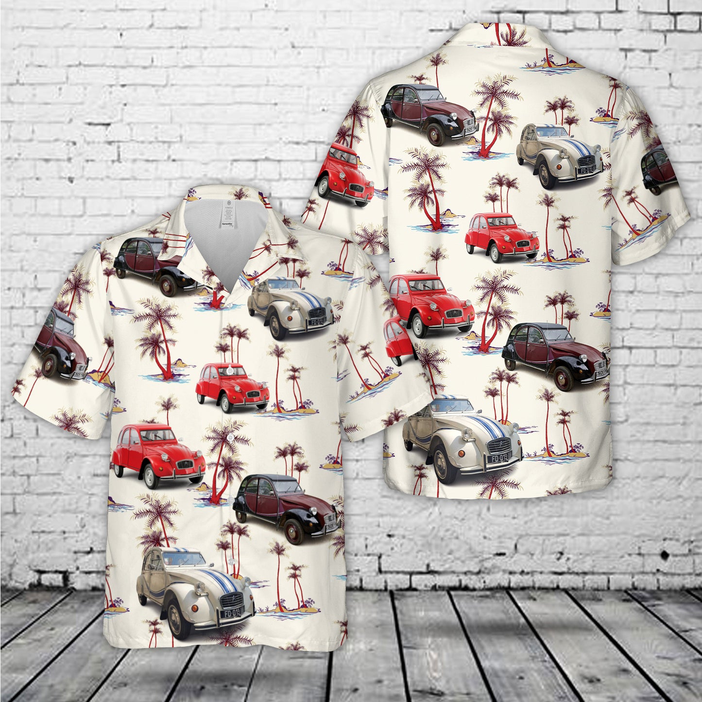 Citroen 2cv Paris France Classic Car Hawaiian Shirt