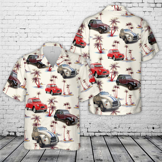 Citroen 2cv Paris France Classic Car Hawaiian Shirt