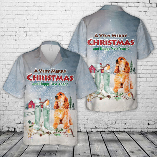 Cocker Spaniel (Gold) Dog Christmas Hawaiian Shirt