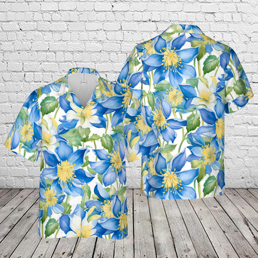 Colorado State Flower - Colorado Blue Columbine Blossom Flower 1 Hawaiian Shirt
