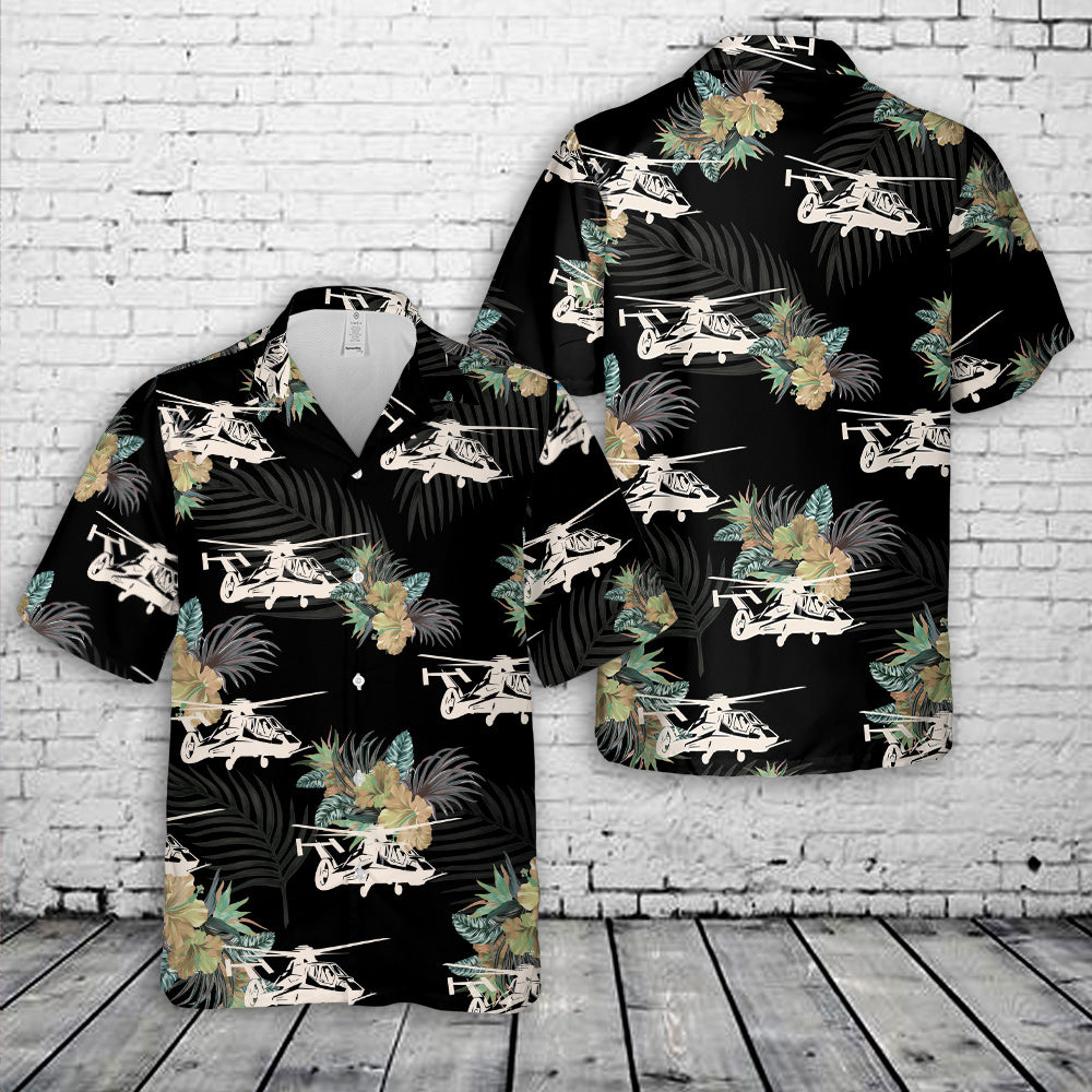 Comanche Helicopter Silhouette Hawaiian Shirt