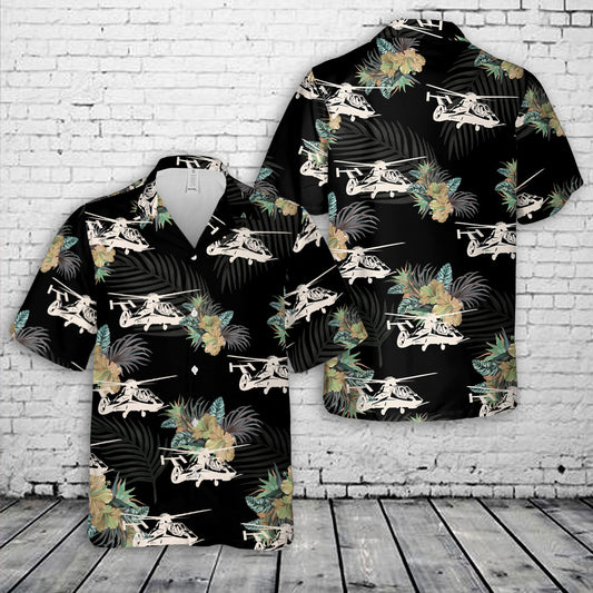 Comanche Helicopter Silhouette Hawaiian Shirt