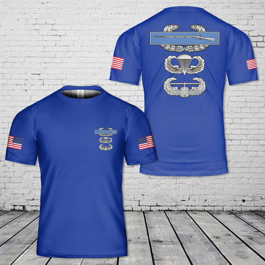 Combat Infantry Badge, Jump Wings and Air Assault Badge 3D T-Shirt