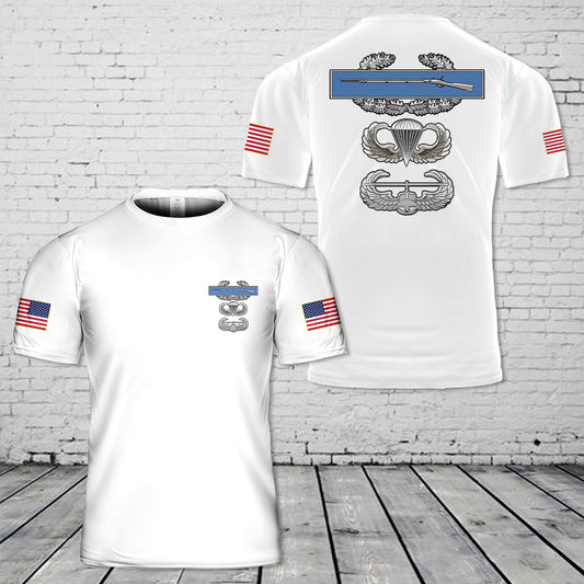Combat Infantry Badge, Jump Wings and Air Assault Badge 3D T-Shirt