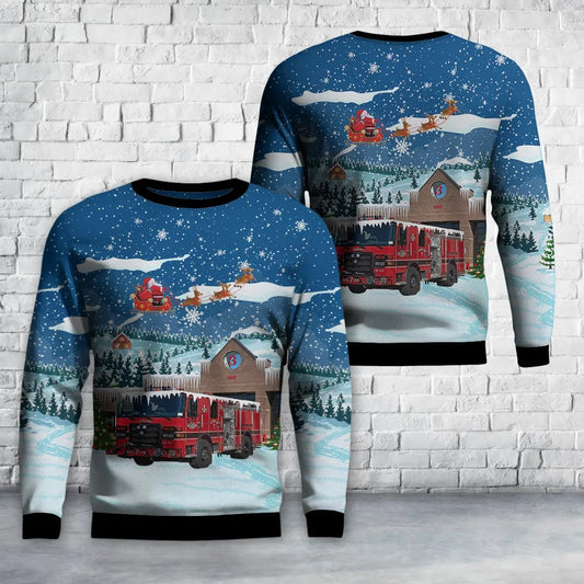 Concord NC Fire Department Engine 7 at Station 3 AOP Christmas Sweater