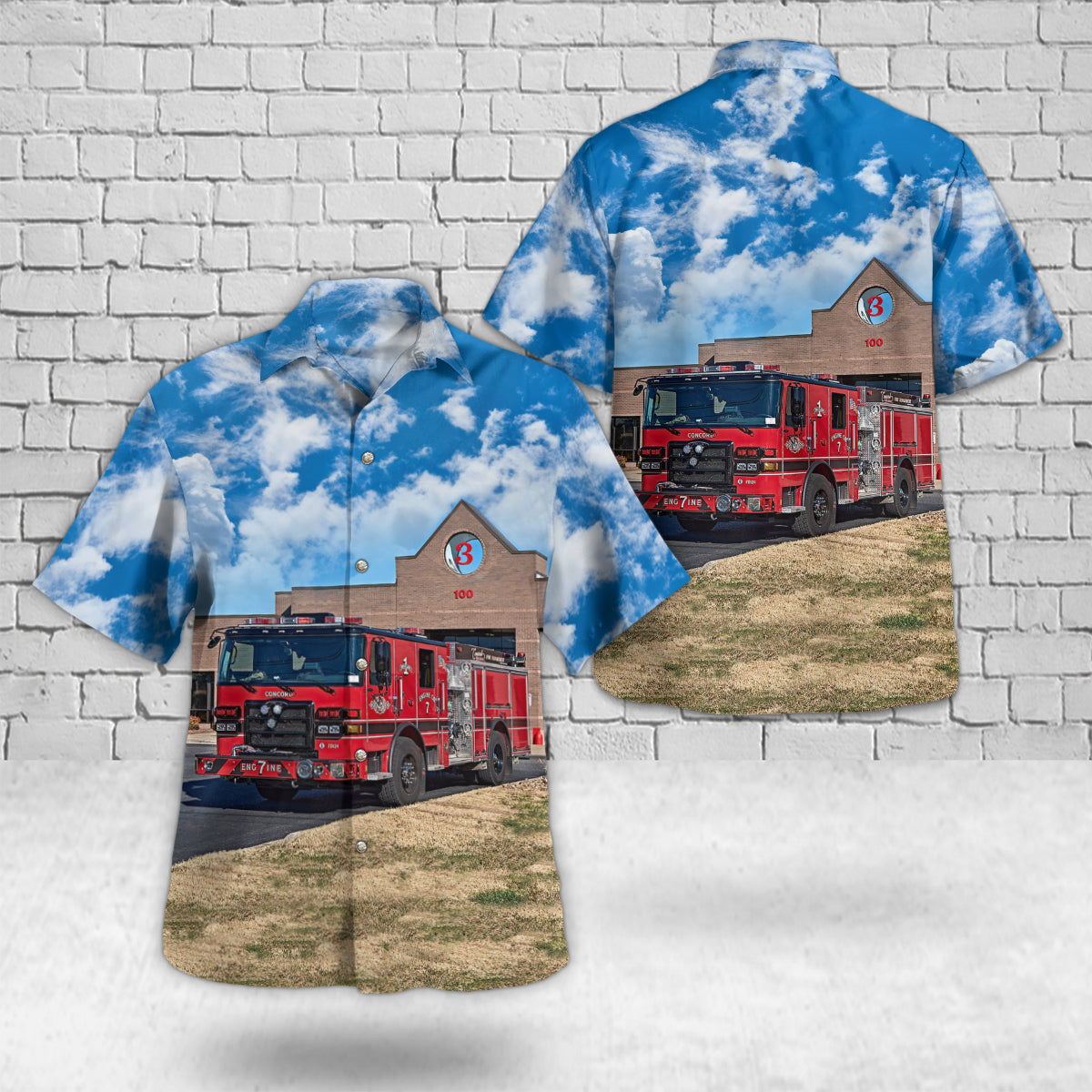 Concord, North Carolina, City of Concord NC Fire Department Engine 7 at Station 3 Hawaiian Shirt