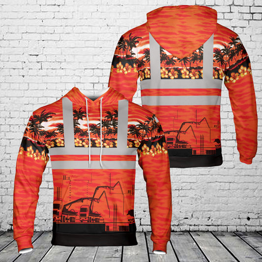 Concrete Pump Truck Tropical Hoodie 3D