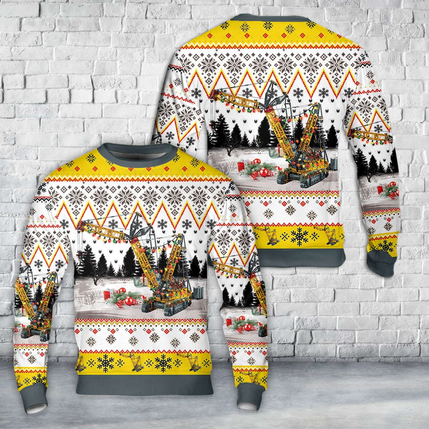 Construction Liebherr Crawler Crane LR 13000 AOP Christmas Sweater
