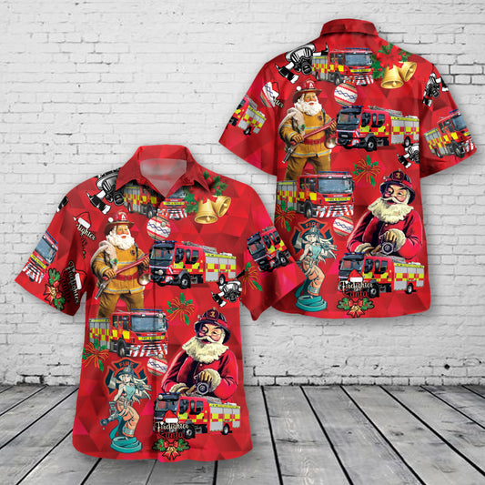 County Durham, England, United Kingom, County Durham and Darlington Fire and Rescue Service Christmas Hawaiian Shirt
