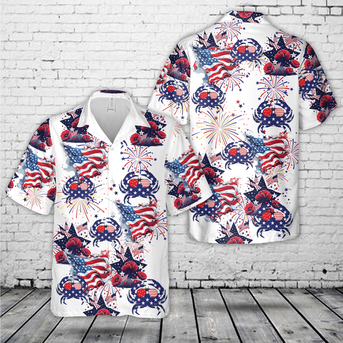 Crab American Flag, 4th Of July Hawaiian Shirt