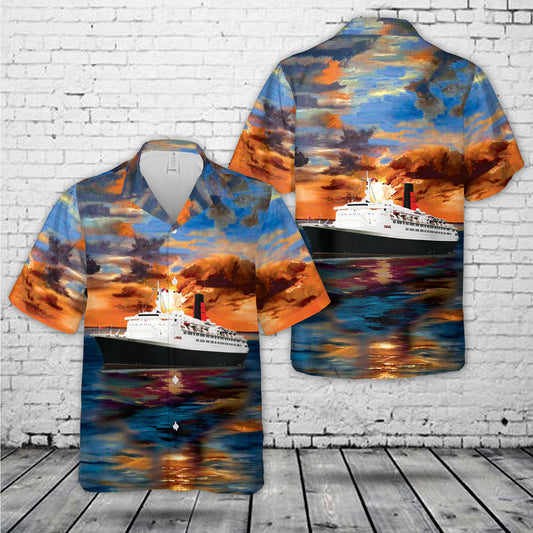 Cunard Liner RMS Queen Elizabeth 2 Hawaiian Shirt