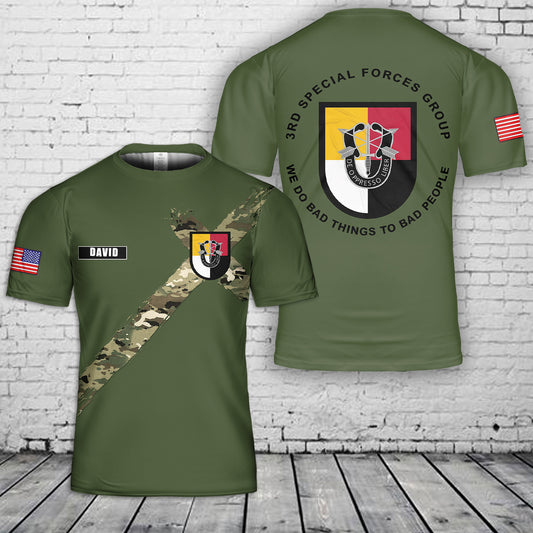 Custom Name US Army 3rd Special Forces Group 3D T-Shirt