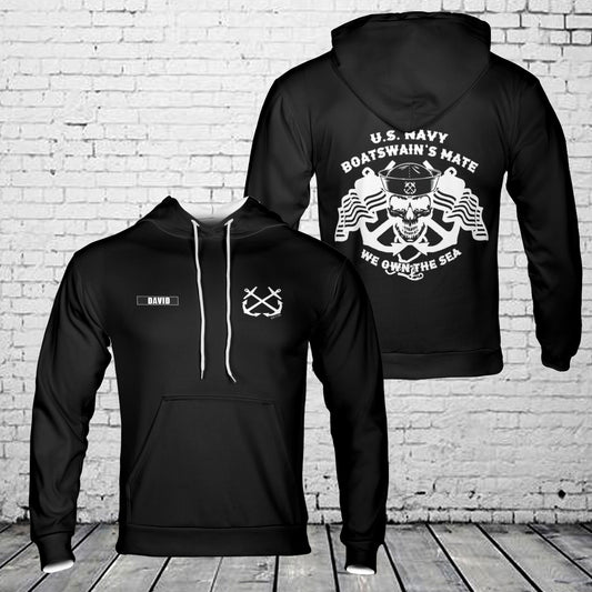 Custom name Boatswain's Mate 3D Hoodie