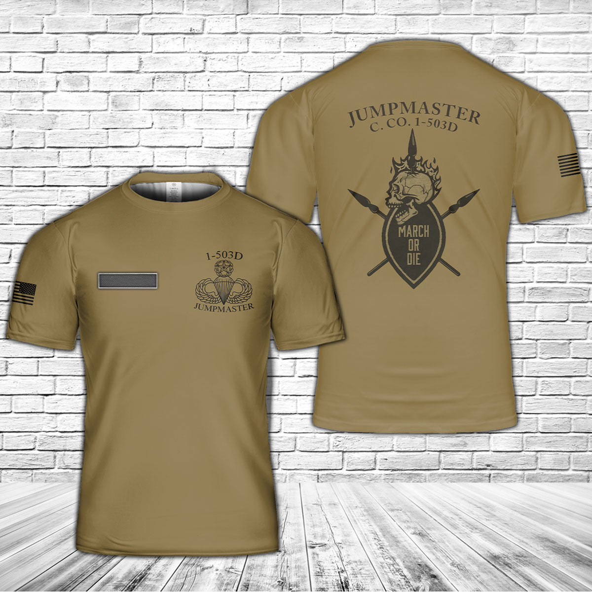 Custom Name US Army C Co 1-503rd Jumpmaster T-Shirt 3D